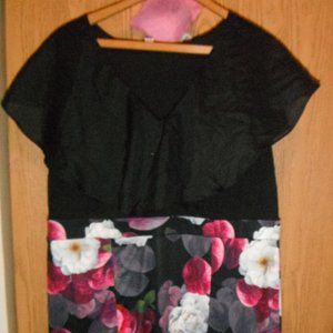 Size 3X dress, unknown brand, black & floral